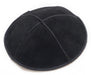 Solid Colored Black Suede Kippah With Black trim and personalize Available for no cost | Mitzvahland.com Your One Stop Judaica Shop