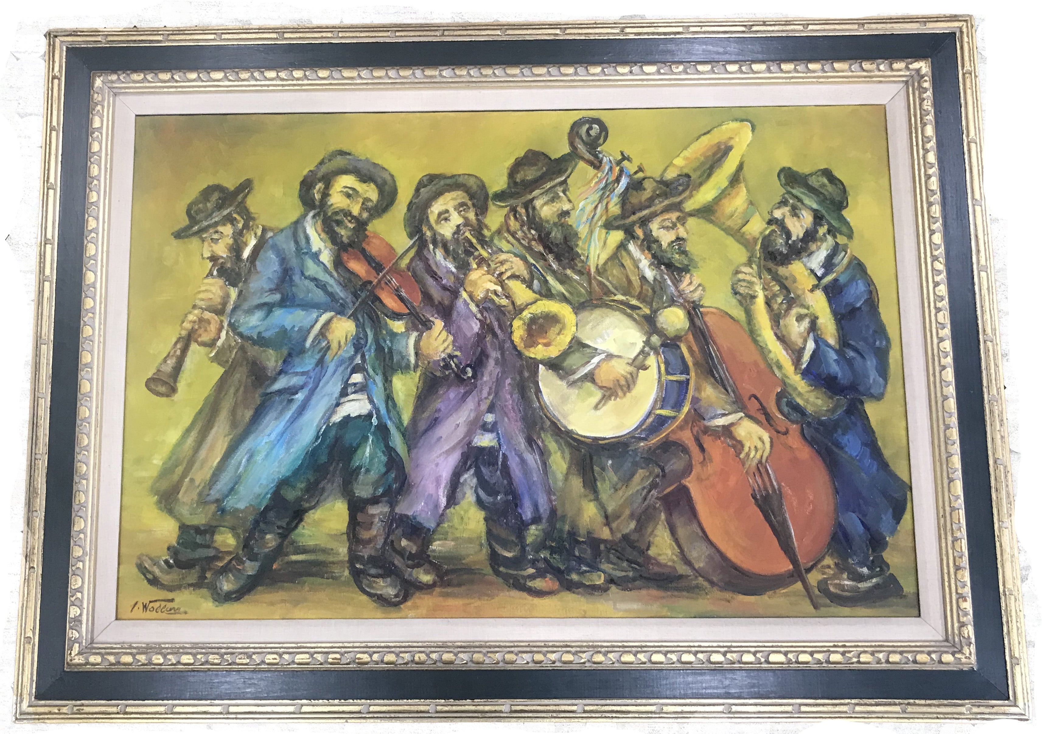 Musicians Klezmer Jewish Art Hand Painting
