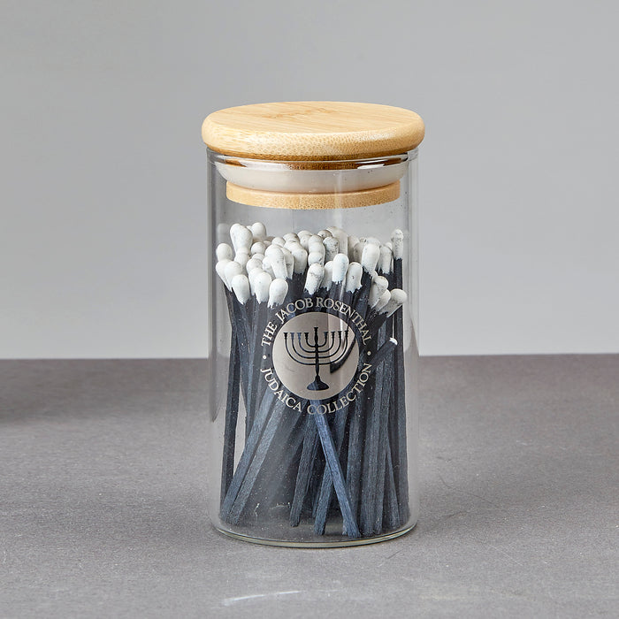 Glass Container with Blue Matches