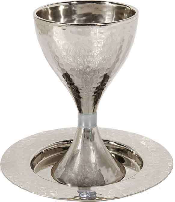 Hammered Kiddush Cup Modern - Silver Ring