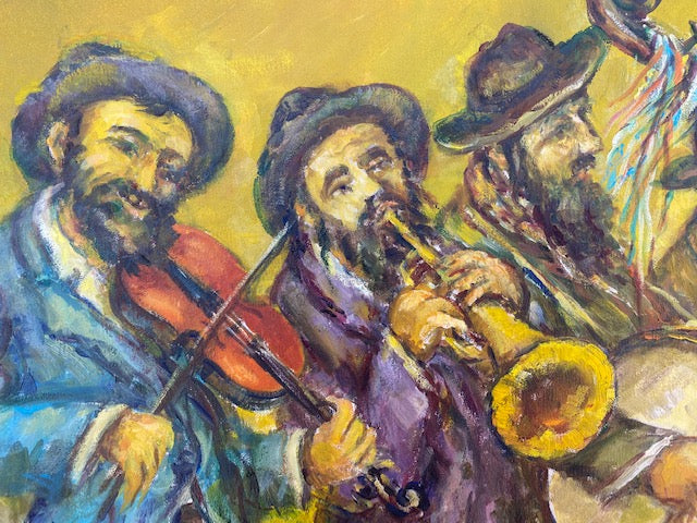 Musicians Klezmer Jewish Art Hand Painting
