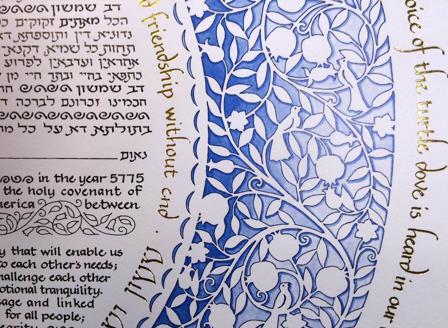 Blue Silhouette Ketubah Ketubah FREE SHIPPING - Mitzvahland.com All your Judaica Needs!
