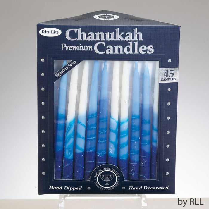 Premium Chanukah Candles, Hand Crafted, Blue & White