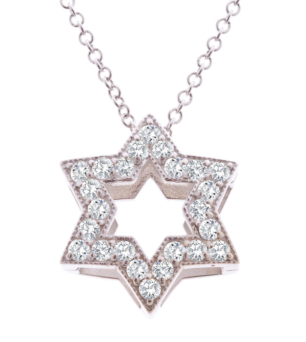Star of David Outline with Diamonds Pendant
