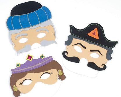 Purim Masks - Esther, Haman & Mordechai - Set of 3 - Mitzvahland.com