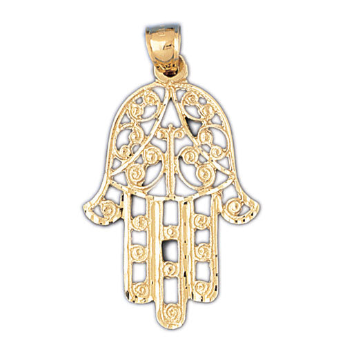 14K Gold Protecting Hamsa Hand Pendant Jewelry - Mitzvahland.com All your Judaica Needs!