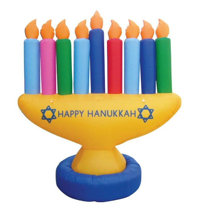 Giant Hanukkah Inflatable Menorah 7 Foot Tall - Yard Décor, with LED Lights and Powerful Built in Fan